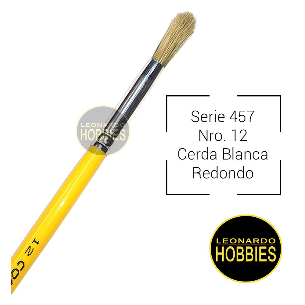 Pincel Redondo N° 12 – Cerda Blanca Condor Serie 457-12 – Leonardo Hobbies