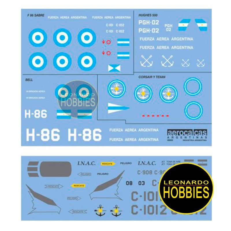 Sabre F-86 F-40 / Skyhawk A4 AR / Hughes 500 / Bell / Corsair y Texan Escala 1/48 AeroCalcas 48902