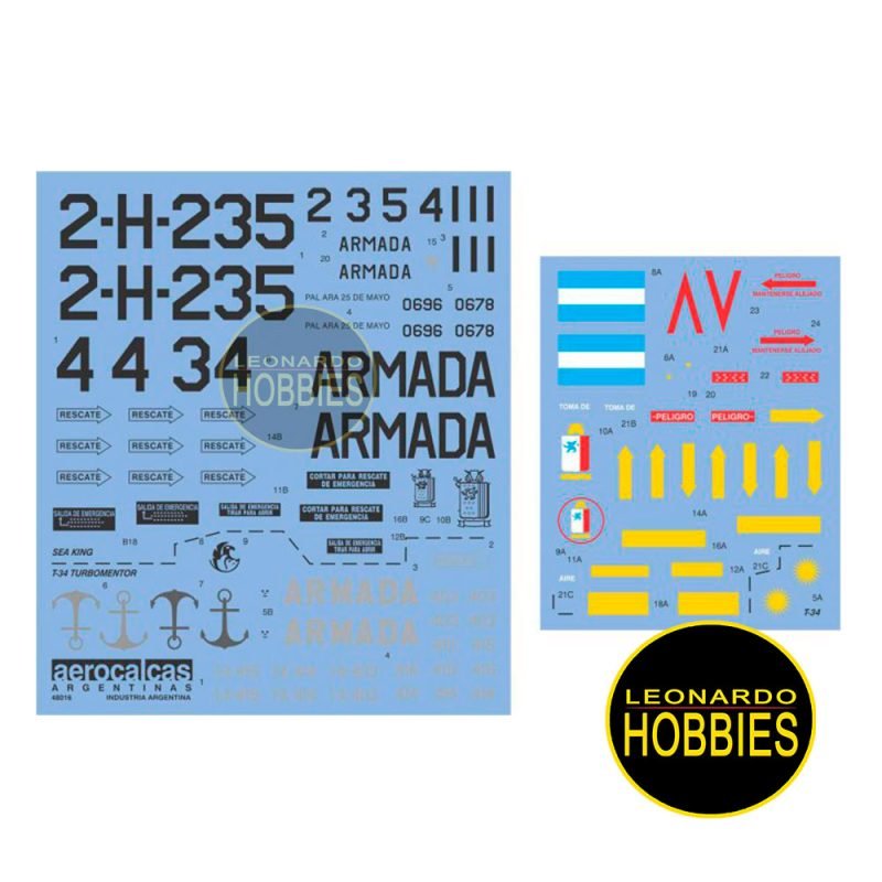 Sea King Armada Argentina & T-34 Turbomentor Armada Argentina Escala 1/48 AeroCalcas 48016